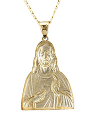 10K Yellow Gold Jesus Head Necklace | Small 8 Grams - Large 17 Grams