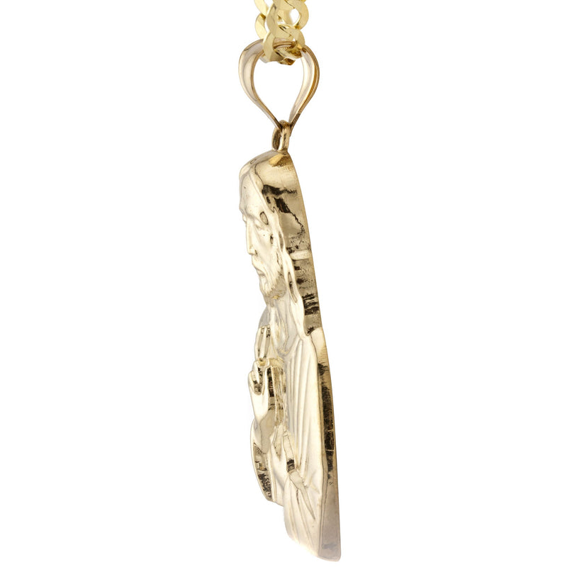 10K Yellow Gold Jesus Head Necklace | Small 8 Grams - Large 17 Grams