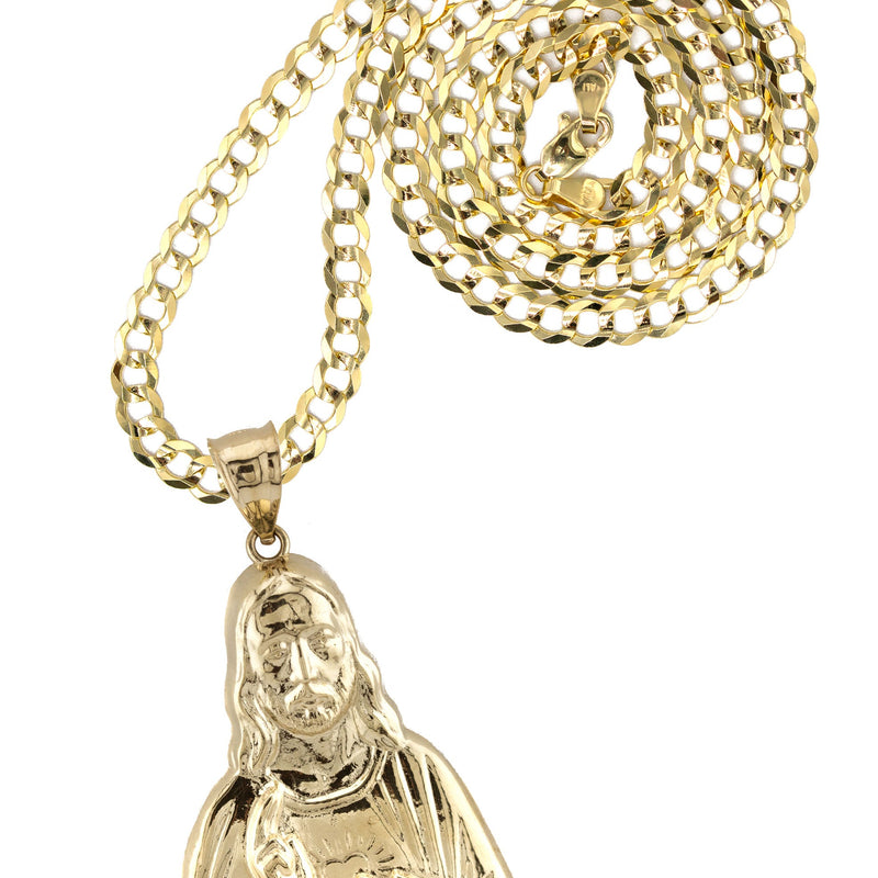 10K Yellow Gold Jesus Head Necklace | Small 8 Grams - Large 17 Grams