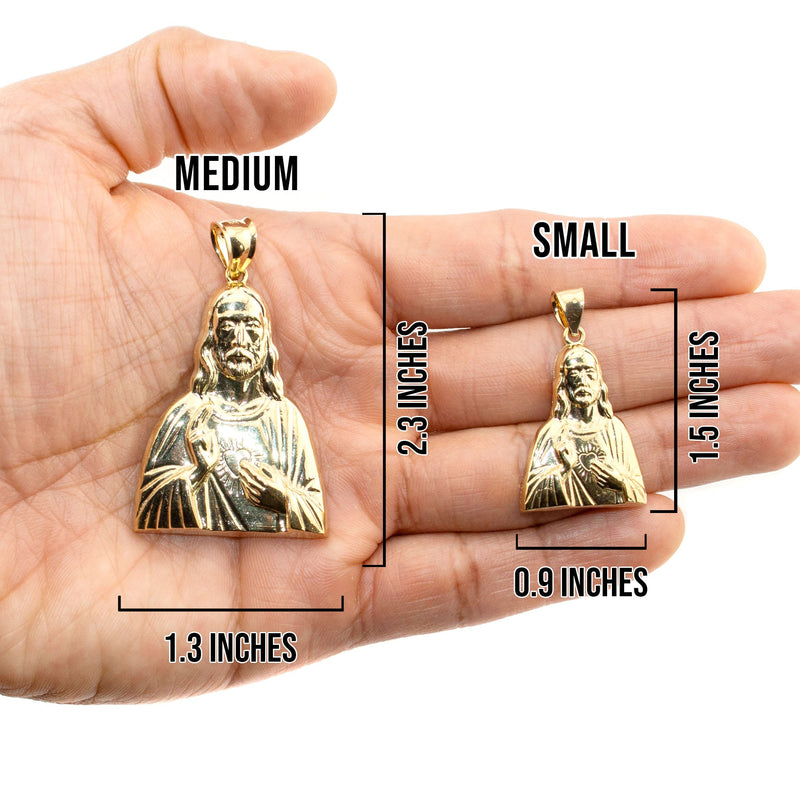 10K Yellow Gold Jesus Head Necklace | Small 8 Grams - Large 17 Grams