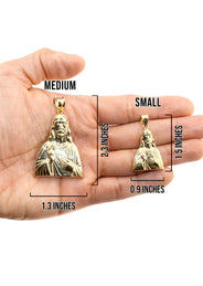10K Yellow Gold Jesus Head Necklace | Small 8 Grams - Large 17 Grams