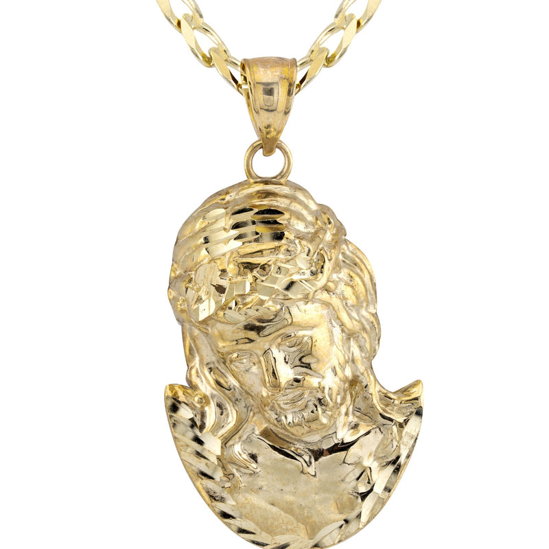 10K Yellow Gold Jesus Head Necklace | Small 6 Grams - Large 11 Grams