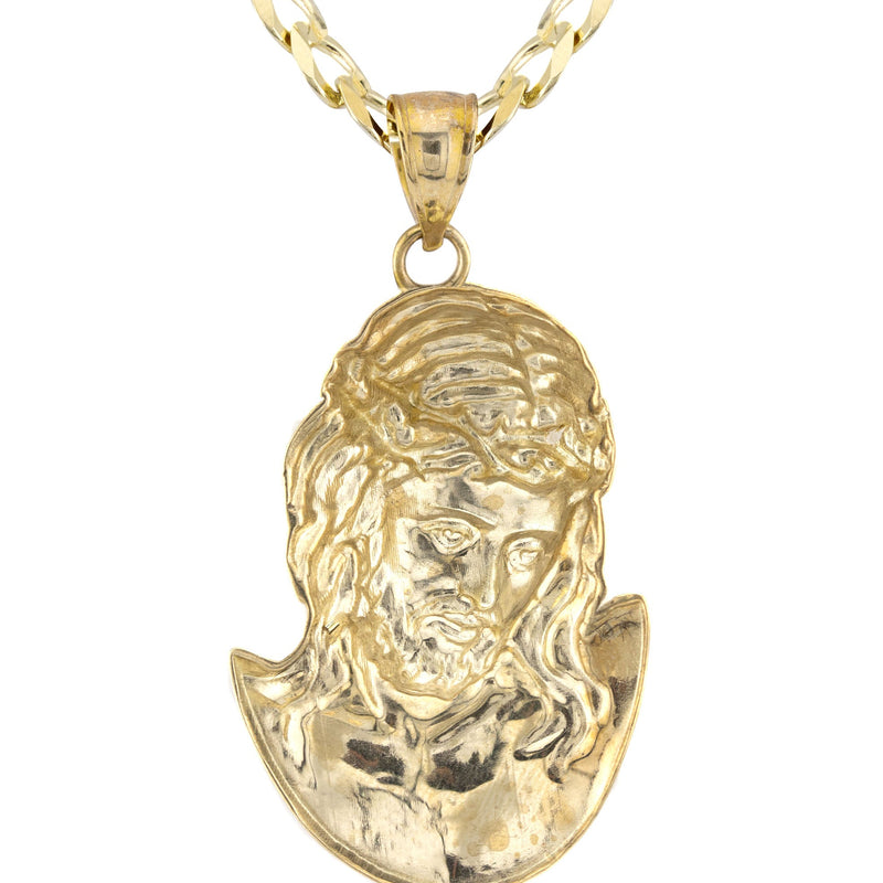 10K Yellow Gold Jesus Head Necklace | Small 6 Grams - Large 11 Grams