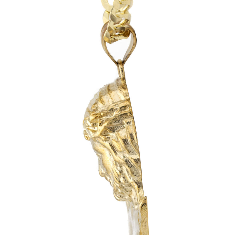 10K Yellow Gold Jesus Head Necklace | Small 6 Grams - Large 11 Grams