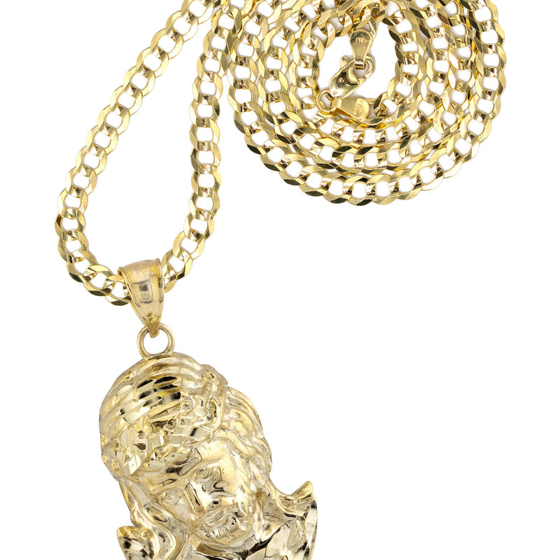 10K Yellow Gold Jesus Head Necklace | Small 6 Grams - Large 11 Grams