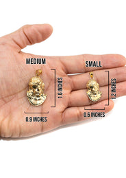 10K Yellow Gold Jesus Head Necklace | Small 6 Grams - Large 11 Grams