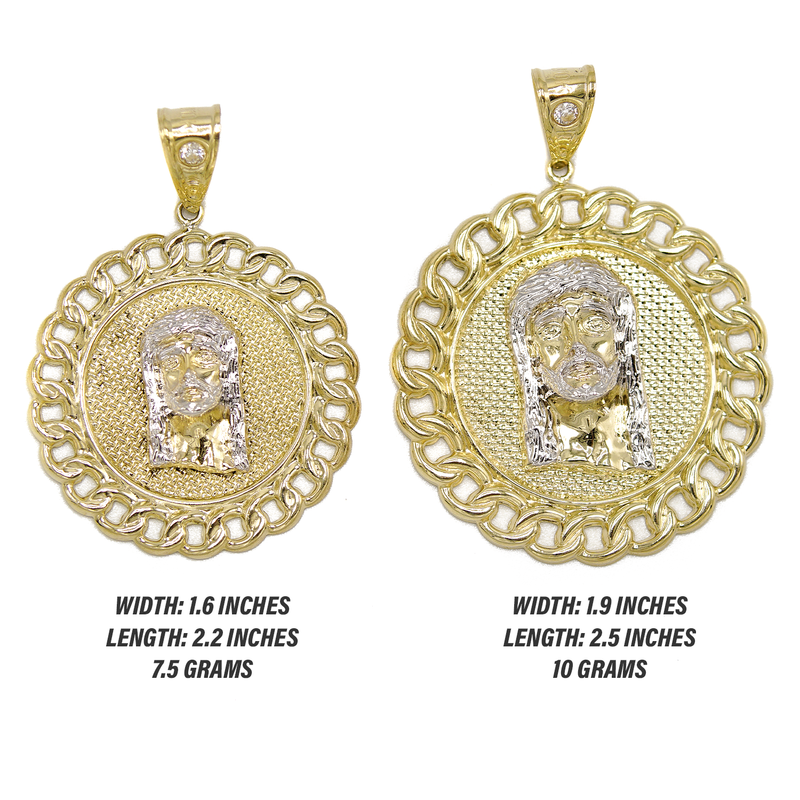 10K Gold Jesus Head Pendant  |  Customizable Size