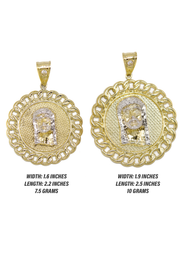 10K Gold Jesus Head Pendant  |  Customizable Size