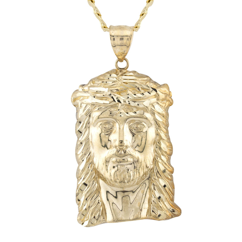 10K Yellow Gold Jesus Head Necklace | Small 5 Grams - Large 17 Grams