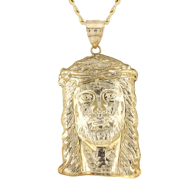 10K Yellow Gold Jesus Head Necklace | Small 5 Grams - Large 17 Grams