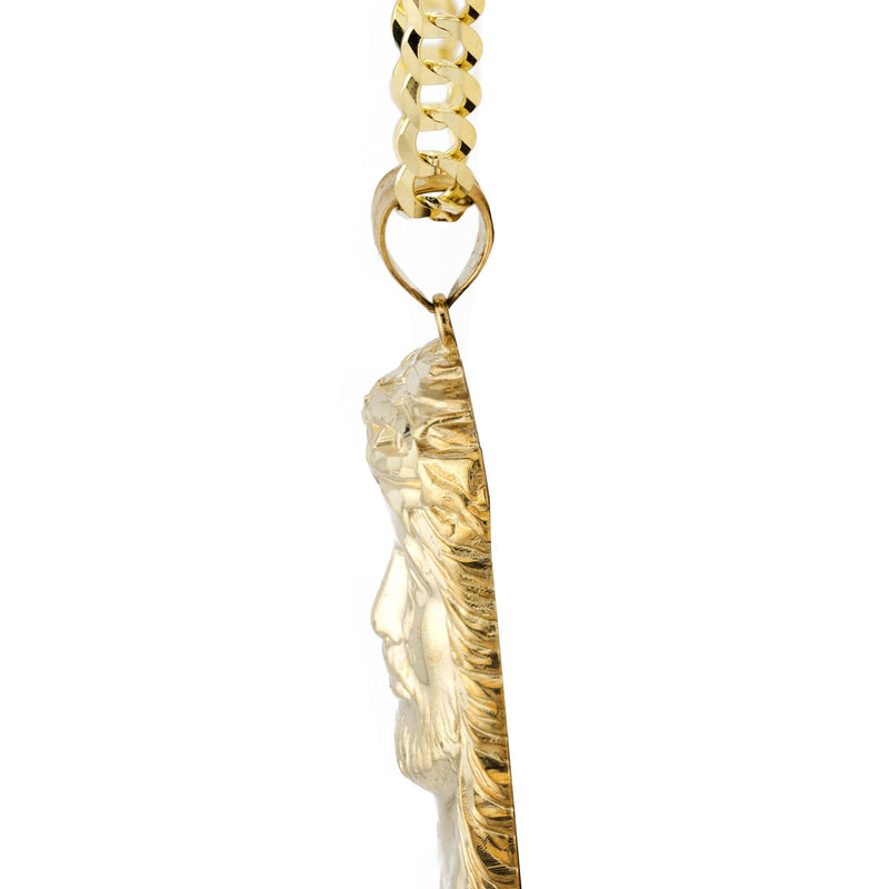 10K Yellow Gold Jesus Head Necklace | Small 5 Grams - Large 17 Grams