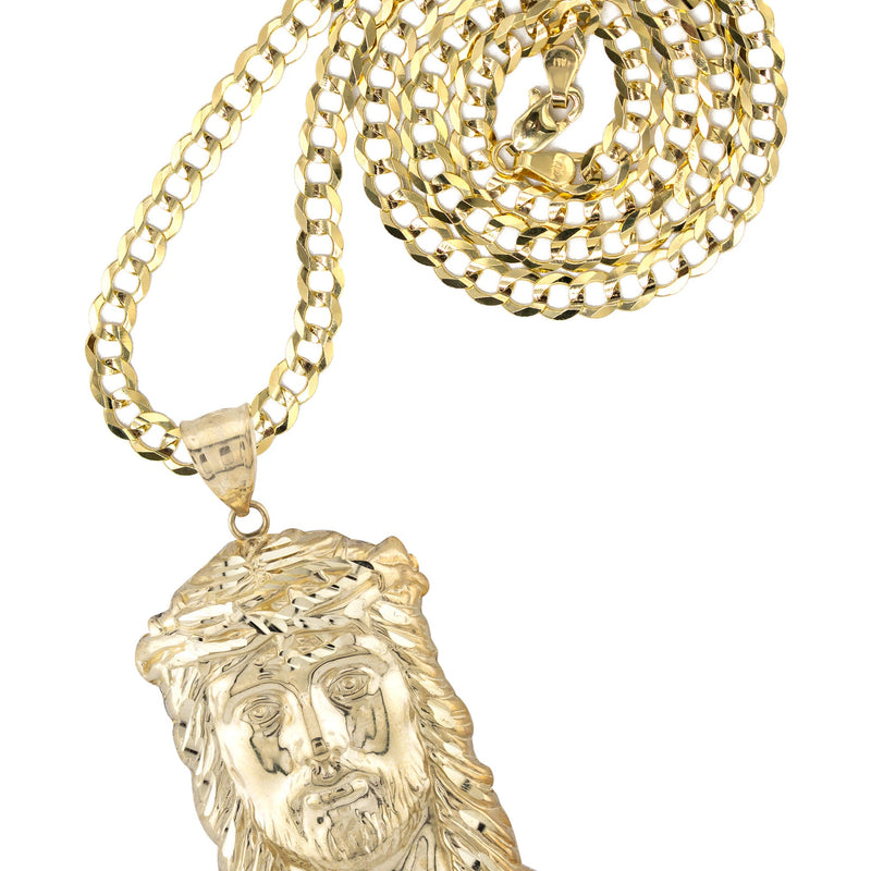 10K Yellow Gold Jesus Head Necklace | Small 5 Grams - Large 17 Grams
