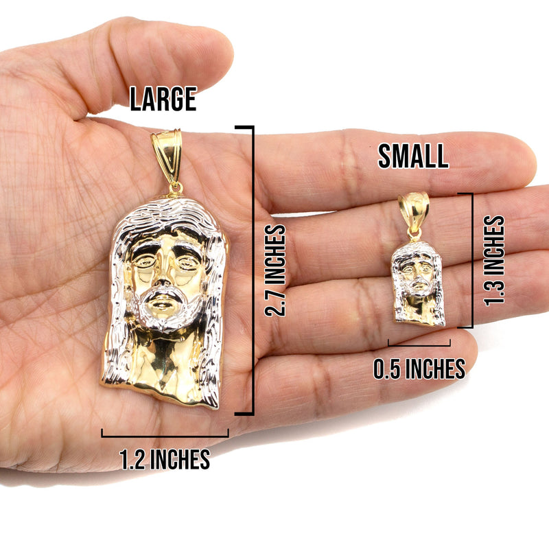 10K Yellow Gold Jesus Head Necklace | Small 5 Grams - Large 18 Grams
