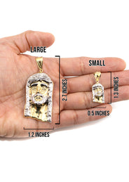 10K Yellow Gold Jesus Head Necklace | Small 5 Grams - Large 18 Grams