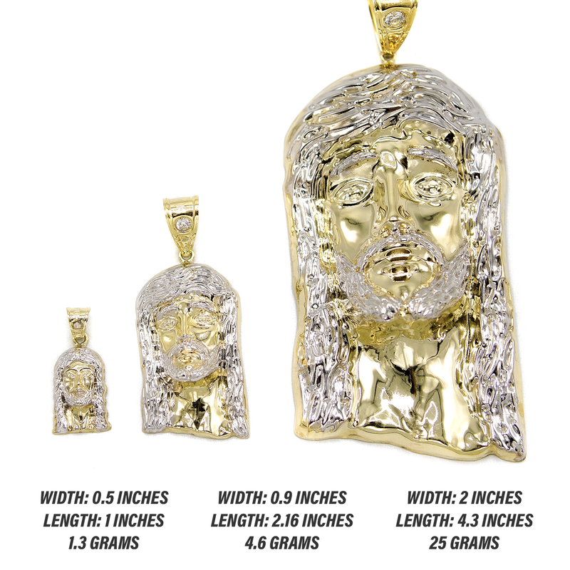 10K Gold Jesus Head Pendant  |  Customizable Size