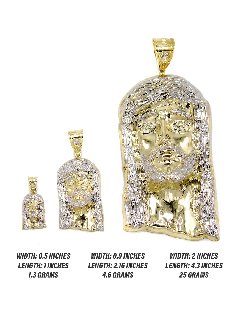 10K Gold Jesus Head Pendant  |  Customizable Size
