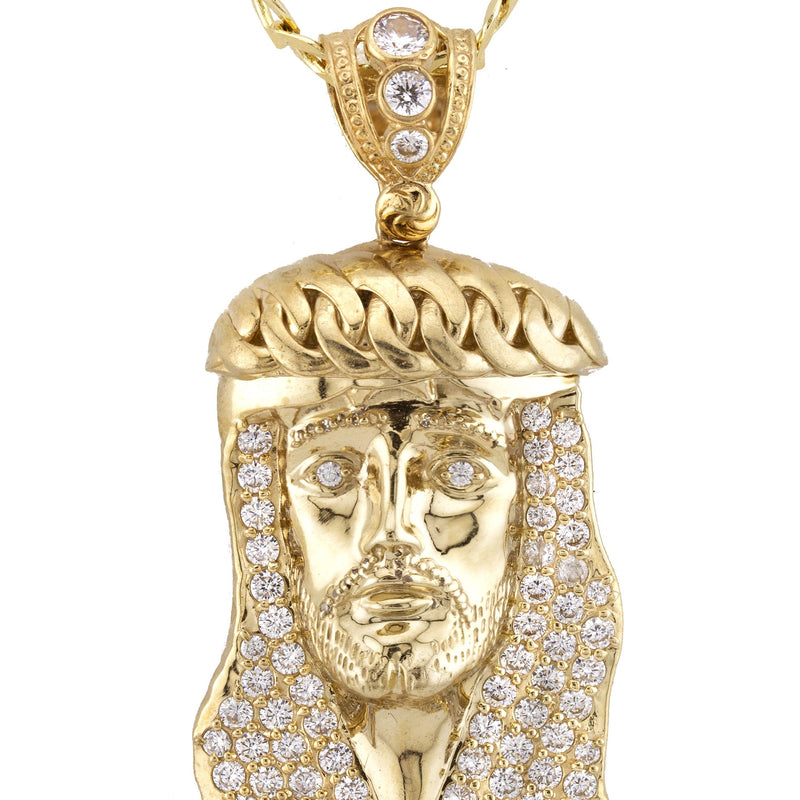 10K Yellow Gold Jesus Head Necklace | Small 9 Grams - Large 30 Grams