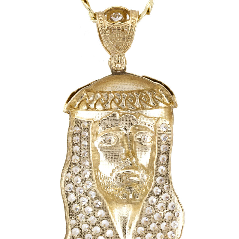 10K Yellow Gold Jesus Head Necklace | Small 9 Grams - Large 30 Grams