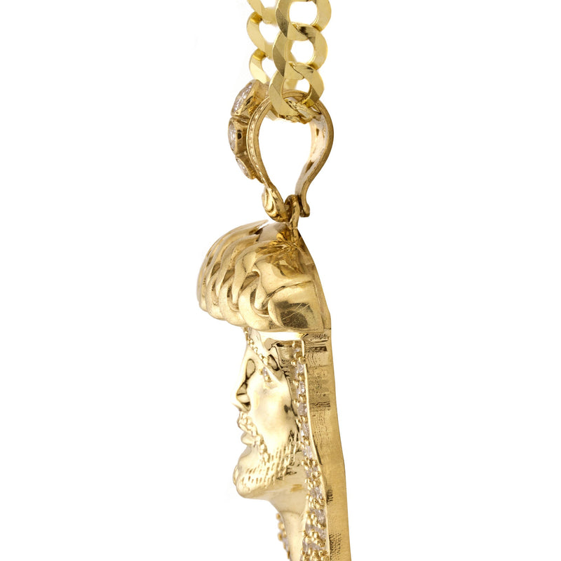 10K Yellow Gold Jesus Head Necklace | Small 9 Grams - Large 30 Grams