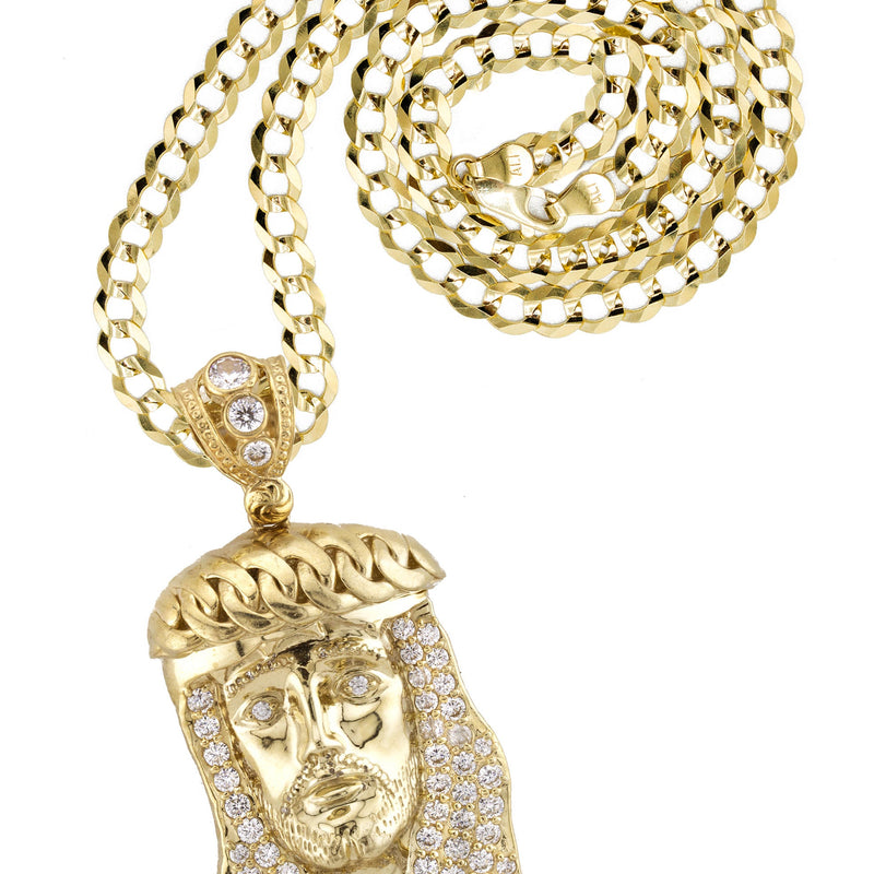 10K Yellow Gold Jesus Head Necklace | Small 9 Grams - Large 30 Grams