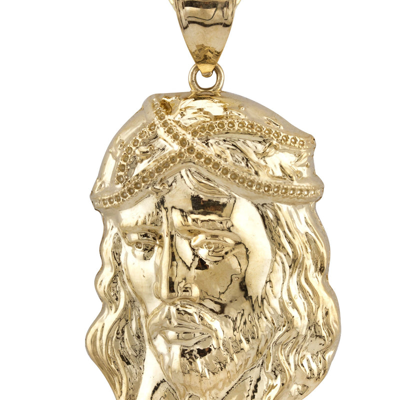10K Yellow Gold Jesus Head Necklace | Small 4 Grams - Large 20 Grams