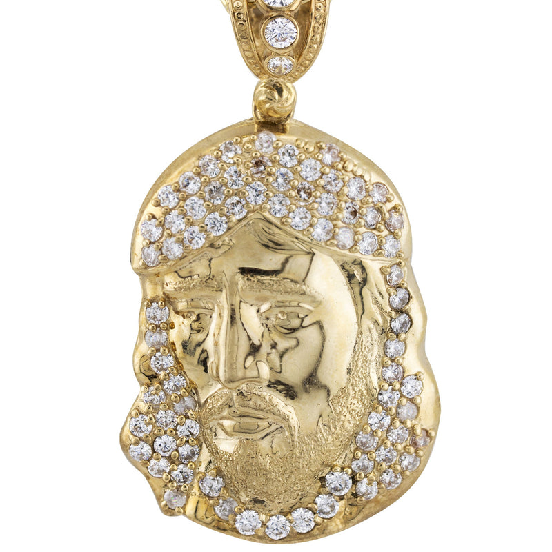 10K Yellow Gold Jesus Head Necklace | Small 9 Grams - Large 26 Grams