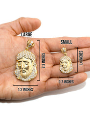 10K Yellow Gold Jesus Head Necklace | Small 9 Grams - Large 26 Grams