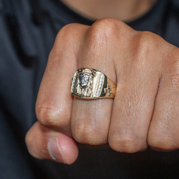10K Gold Jesus Ring For Men | 6 Grams