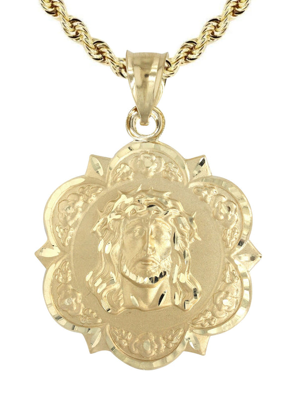 10K Yellow Gold Jesus Piece Necklace | Appx. 13.5 Grams