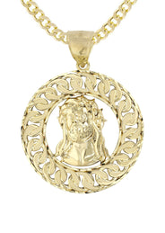 10K Yellow Gold Round Jesus Piece Necklace | Appx. 19.5 Grams