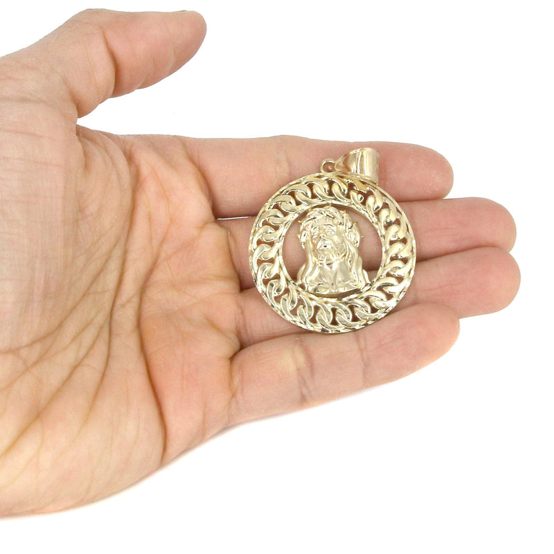 10K Yellow Gold Round Jesus Piece Necklace | Appx. 19.5 Grams