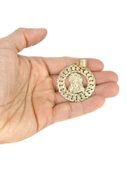 10K Yellow Gold Round Jesus Piece Necklace | Appx. 19.5 Grams