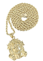 10K Yellow Gold Jesus Piece Necklace | Appx. 19 Grams