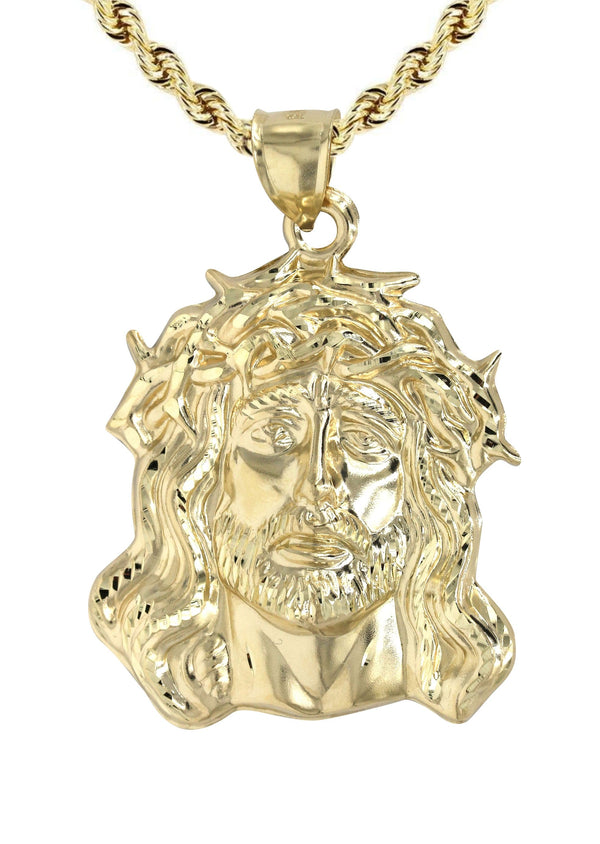 10K Yellow Gold Jesus Piece Necklace | Appx. 19 Grams