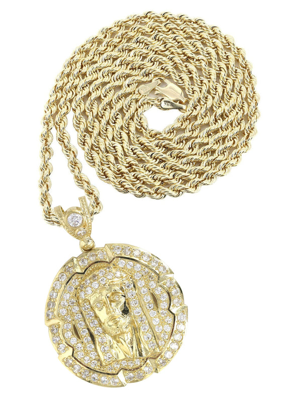 10K Yellow Gold Jesus Piece Necklace | Appx. 18.3 Grams