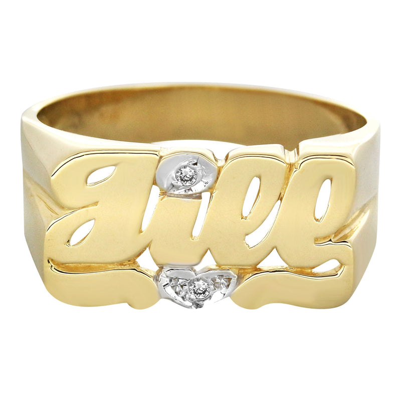 14K Diamond Heart Gold Name Ring | Appx. 4.7 Grams