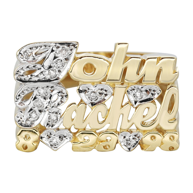 14K Diamond Couples Gold Name Ring | Appx. 7.3 Grams