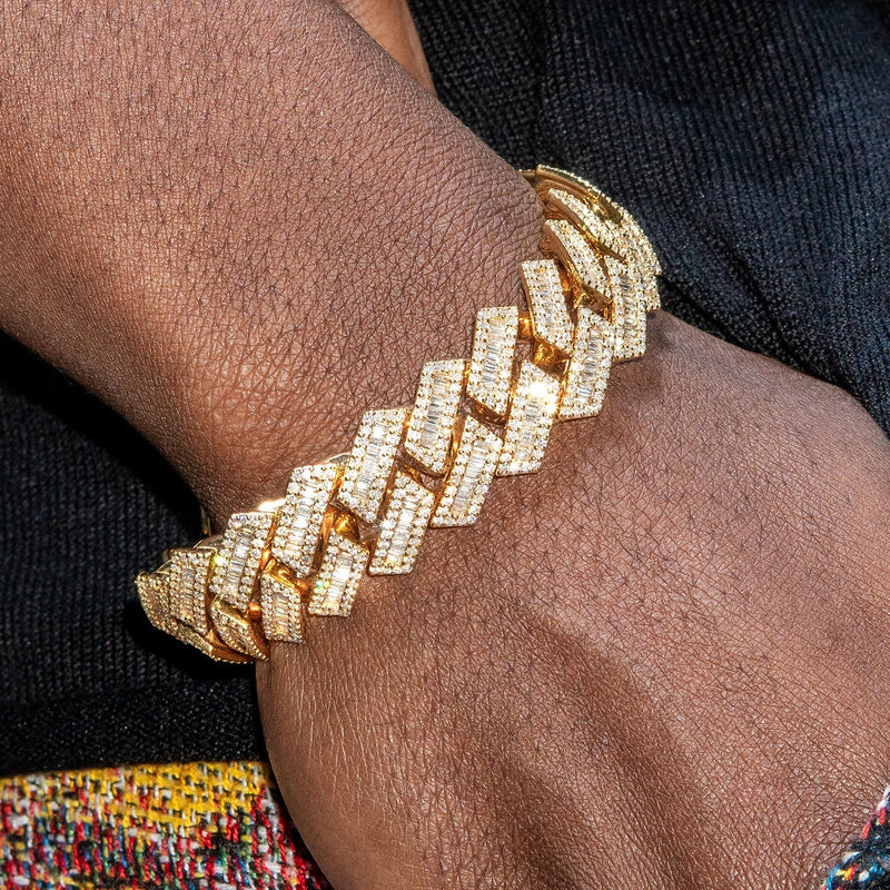 High End Jewelry - Diamond Iced Out Cuban Baguette Bracelet