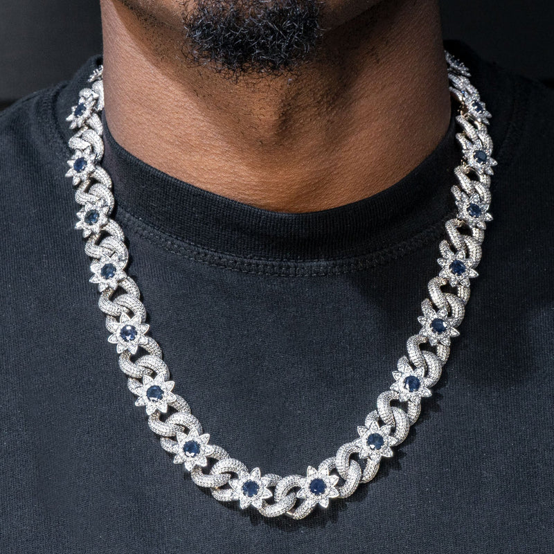 High End Jewelry - Iced Out Diamond Sapphire Chain