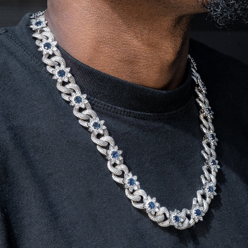 High End Jewelry - Iced Out Diamond Sapphire Chain