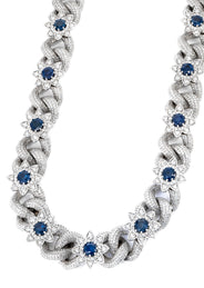 High End Jewelry - Iced Out Diamond Sapphire Chain