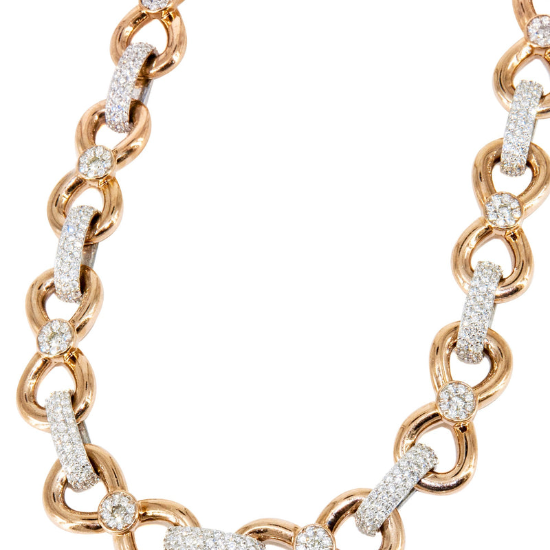 High End Jewelry - Diamond Rose Gold Tie Bow Link Chain