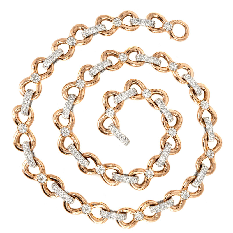 High End Jewelry - Diamond Rose Gold Tie Bow Link Chain