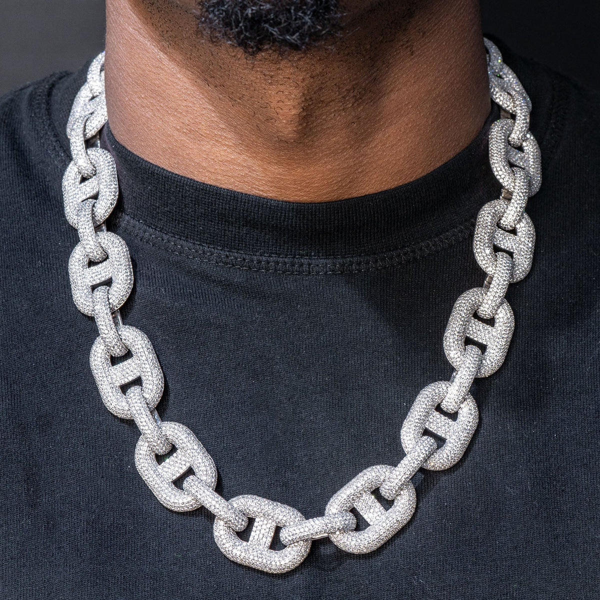 High End Jewelry - Iced Out Diamond Mariner Link Chain