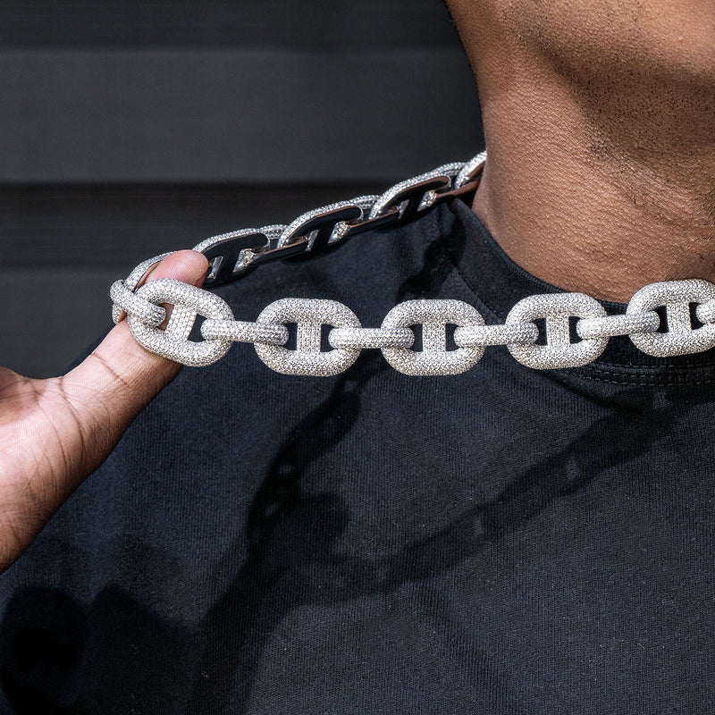 High End Jewelry - Iced Out Diamond Mariner Link Chain