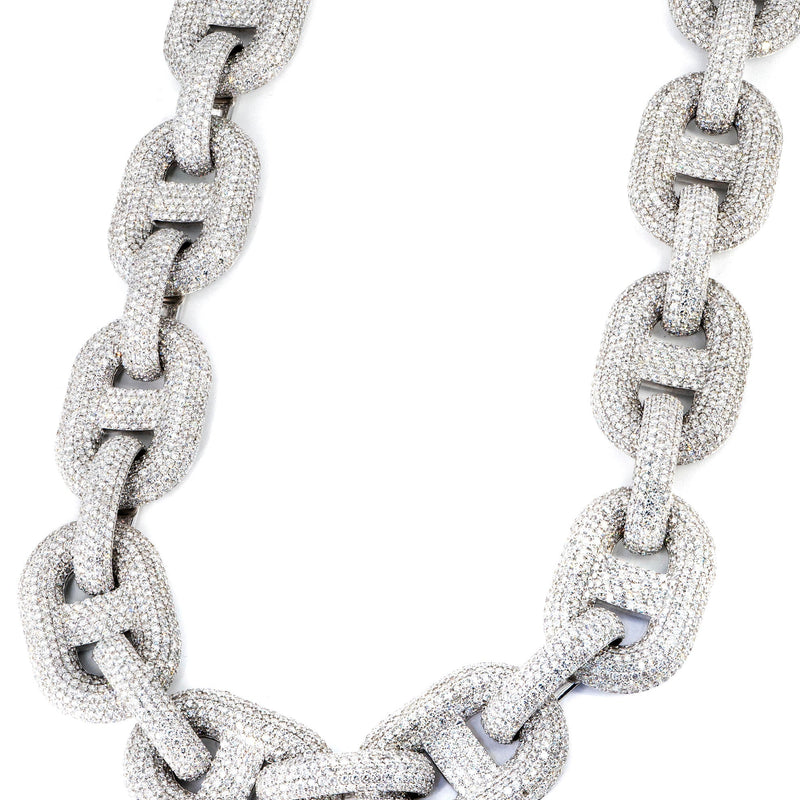 High End Jewelry - Iced Out Diamond Mariner Link Chain
