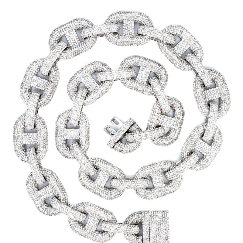 High End Jewelry - Iced Out Diamond Mariner Link Chain