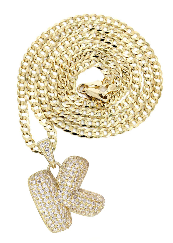 10K Yellow Gold Bubble Letter 