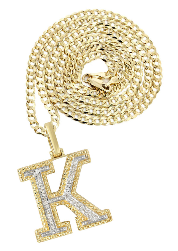Diamond 10K Yellow Gold Letter "K" Necklace | Appx. 14.9 Grams