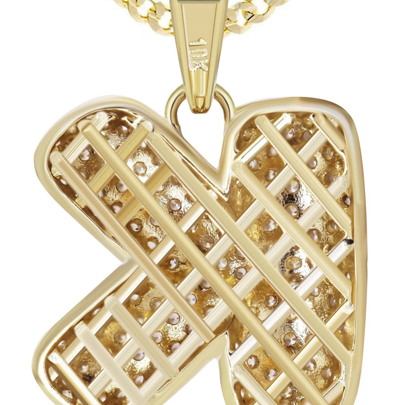 10K Yellow Gold Bubble Letter "K" CZ Necklace | Appx. 14.7 Grams